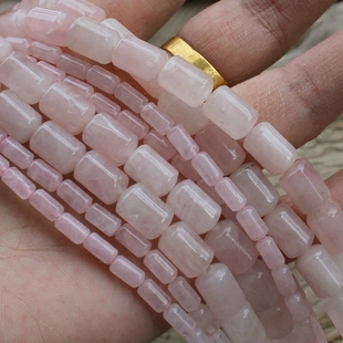 12mm圓管圓柱筒珠散珠子半成品 天然粉水晶 8mm diy飾品配件