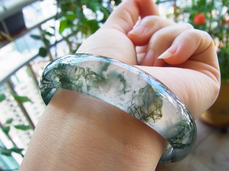 收藏级高质量天然原色水草玉髓手镯 59mm 谢绝议价