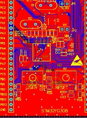 STM32F0308开发板原理图PCB STM32F030R8T6开发板 ST link STM32