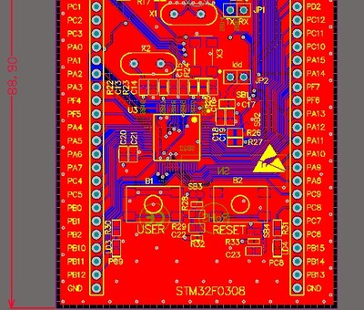 STM32F0308开发板原理图PCB STM32F030R8T6开发板 ST link STM32