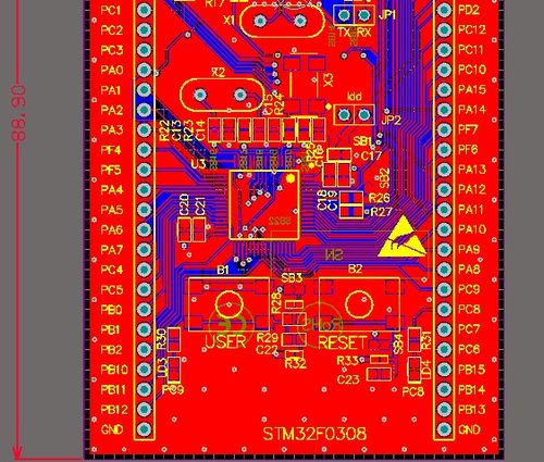 STM32F0308开发板原理图PCB STM32F030R8T6开发板 ST link STM32