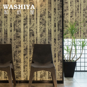 【和纸屋】日式和风金色竹林 榻榻米 进口日本墙纸壁纸 按米卖