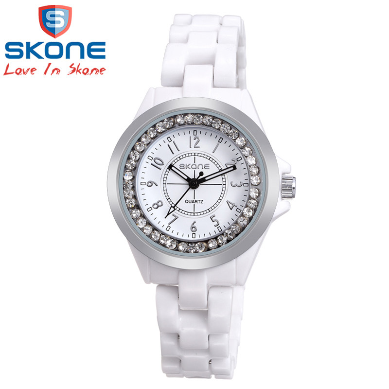 时空SKONE白色陶瓷女表手表 防水潮流水钻女士腕表镶钻石英表|ruв категории часы, часы - от Buy2taobao.com для оказания профессиональной услуги покупки агента Taobao