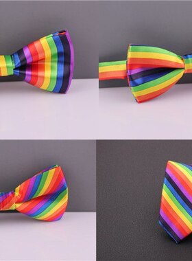 bowtie新款条纹彩色 韩版休闲男女士七彩结5CM迷彩领带领花酒吧呔