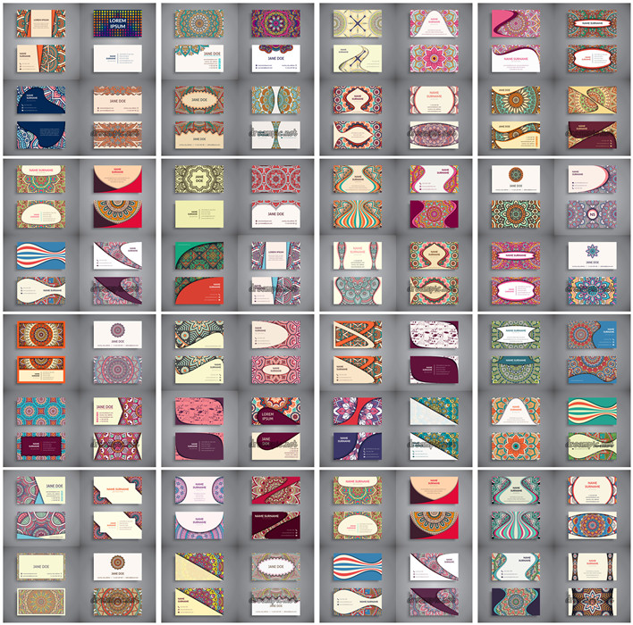 [594]AI矢量设计素材 民族风曼陀罗花纹企业商务名片VI展示模板