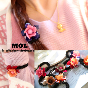 韩国进口 AZNAVOUR AZ  立体撞色 山茶花/花朵 发绳头花发圈