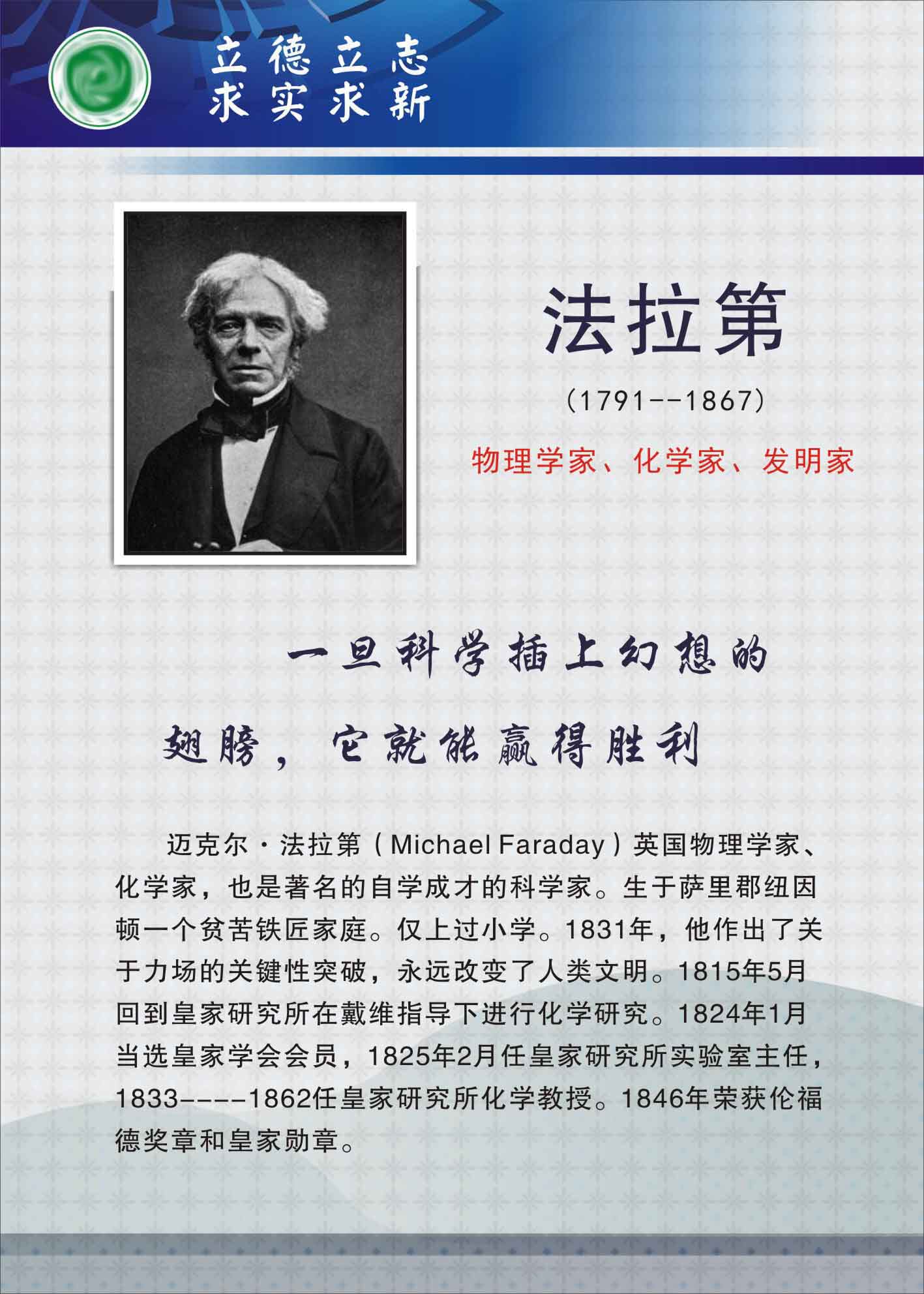 735海报展板732校园文化实验室科学名人物理学家挂图法拉第