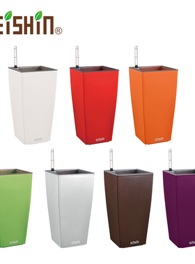 诚信SEISHIN 桌面花园Ⅴ方柱自动浇灌 懒人烤漆自浇吸水灌溉花盆