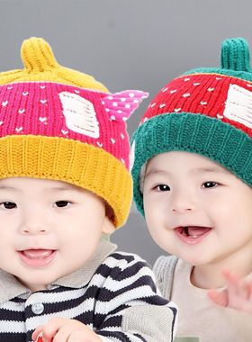 dandybebe韩版宝宝套头帽冬季新款帽 婴儿帽毛线奶瓶童帽新款加绒