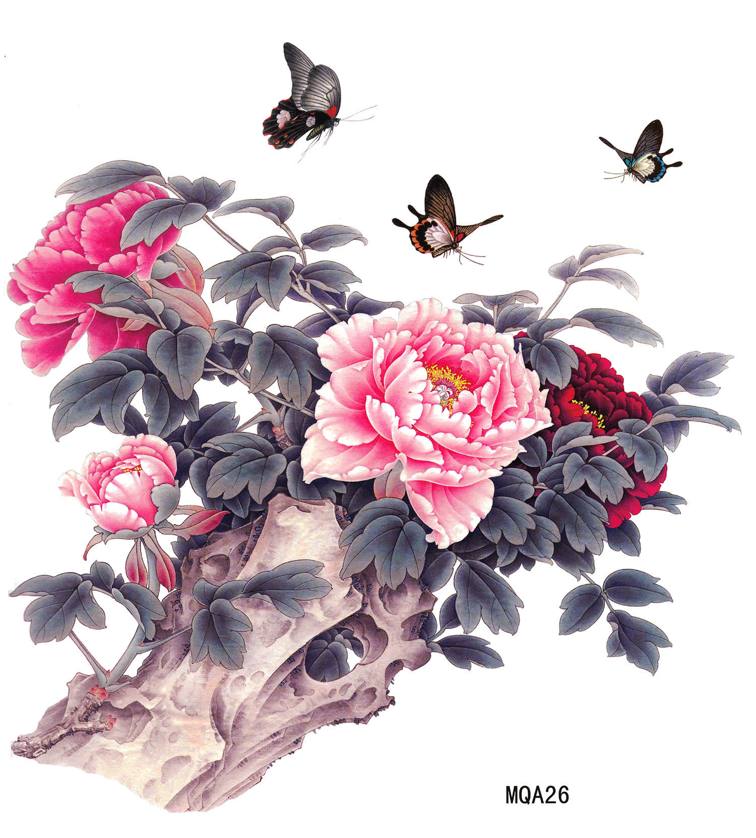 [苹果纹身贴纸批发零售身体彩妆]大图牡丹花纹身贴纸防水女拍照写真持久月销量1件仅售9.8元