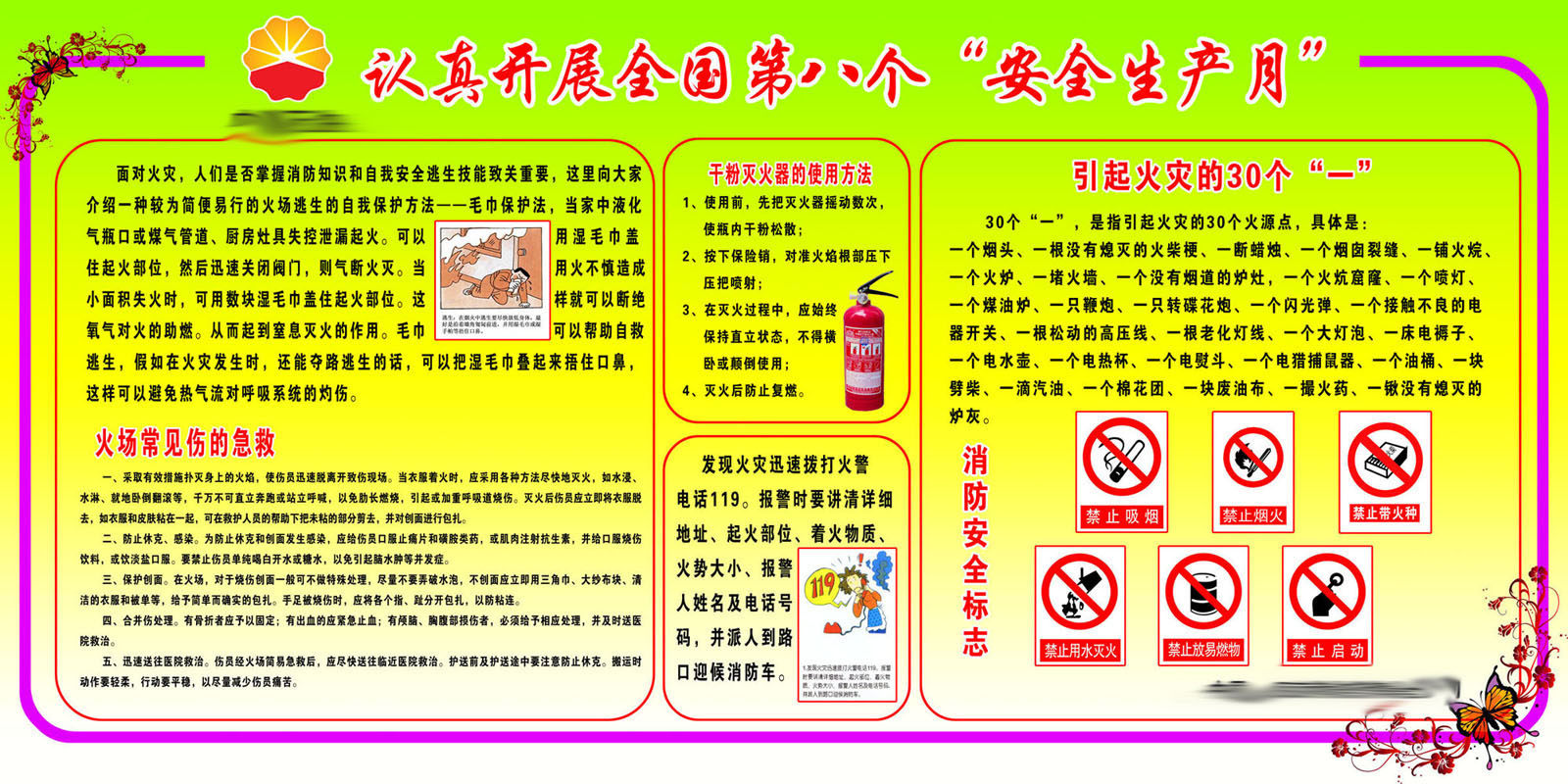605办公装饰海报展板素材11中石油安全生产月消防版面
