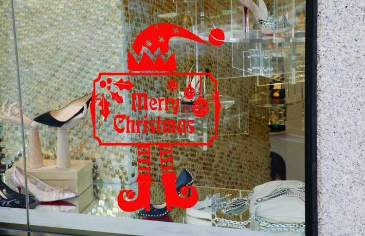 圣诞老人圣诞快乐 圣诞店铺商业橱窗装饰门贴玻璃贴纸 圣诞装饰贴