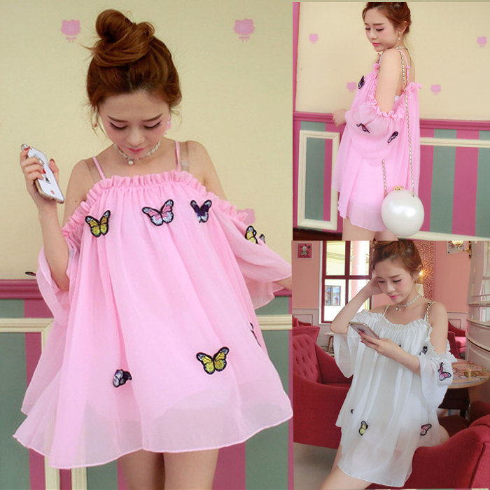 summer Korean Edition fresh Sweet Lotus leaf camisole Chiffon shirt strapless Word collar lovely anchor jacketin the Women's clothing/Boutique , Lace shirt/Chiffon shirt  category - from Buy2taobao.com to provide professional Taobao agent buy service