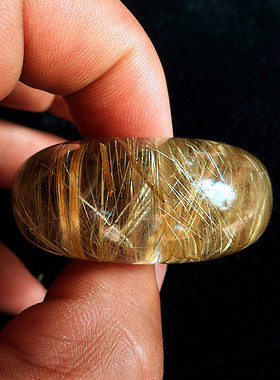 鳌犷天然钛晶平安扣发晶平安扣吊坠 毛衣坠50*21mm 85.8g