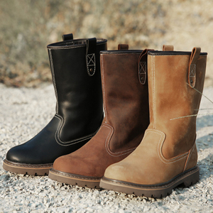 真皮高筒蒙古马靴牛皮男靴潮流机车靴复古马丁靴加绒工装靴骑士靴