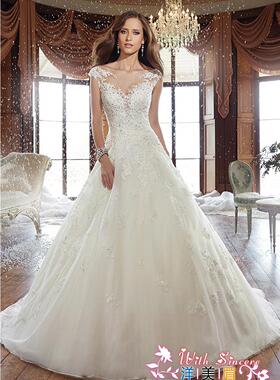 2026新款婚纱显瘦公主蓬蓬裙可定制珍珠拖尾绑带新娘主婚纱礼服女