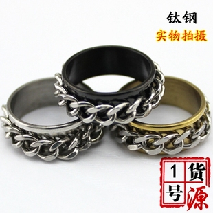 链条转动钛钢戒指双层立体齿轮戒指男女霸气情侣指环热卖 时尚 韩版
