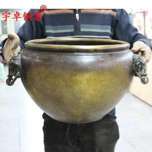 纯铜缸黄铜缸 宇卓铜器仿古铜水缸故宫铜缸鱼缸工艺品摆件