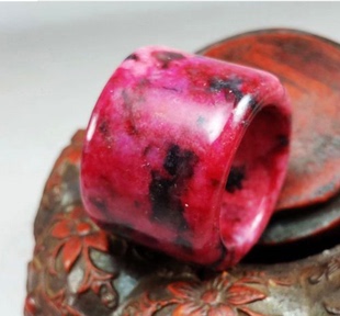 天然玉石桃花玉扳指岫玉梅花玉扳指岫玉戒指鸡血石扳指包邮