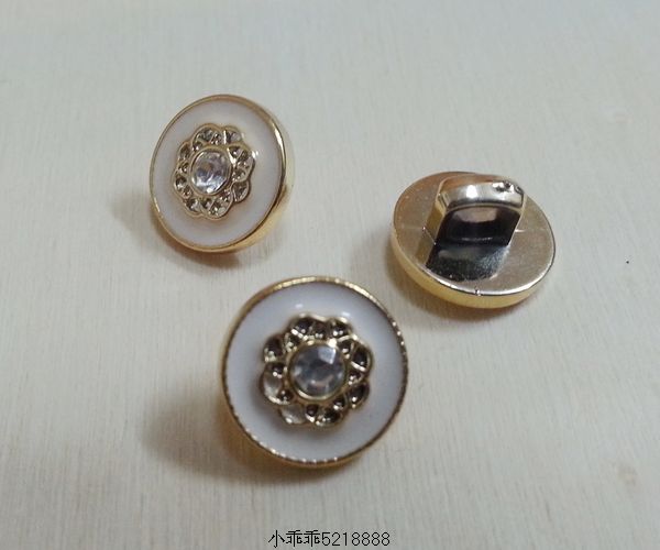 11MM金边白底带钻花型毛衣纽扣衬衫童装小纽扣扣子（现货）