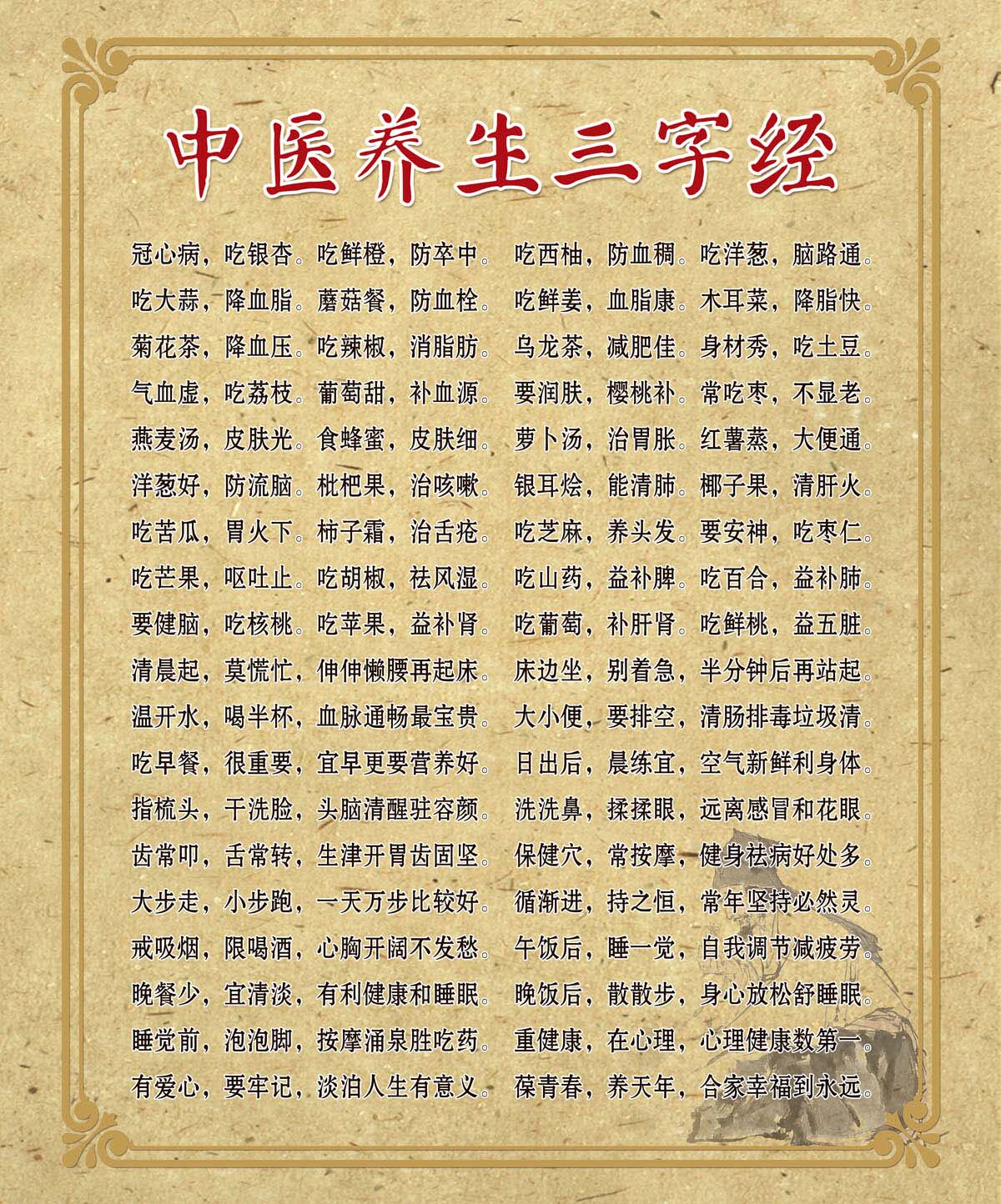 761海报印制展板写真喷绘872医院中医养生三字经挂图宣传