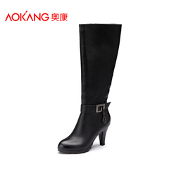 Aokang shoes elegant high round toe boot breathable warm and comfortable with high side zipper leather casual boots