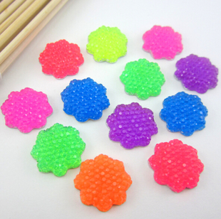 荧光色 满钻 梅花 发饰材料 17mm 树脂钻 DIY饰品配件 满天星