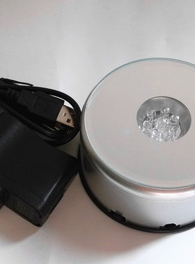 LED七彩旋转底座MP4音乐炫彩发光灯座水晶钢琴工艺品玻璃摆件