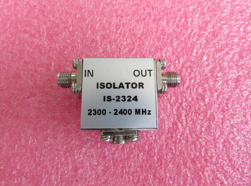 IS-2324 2300-2400MHz SMA RF 射频微波同宽带轴隔离器 工作频率：2300-2400MHz 隔离度：大于25dB 插损：＜0.3dB 接头：SMA