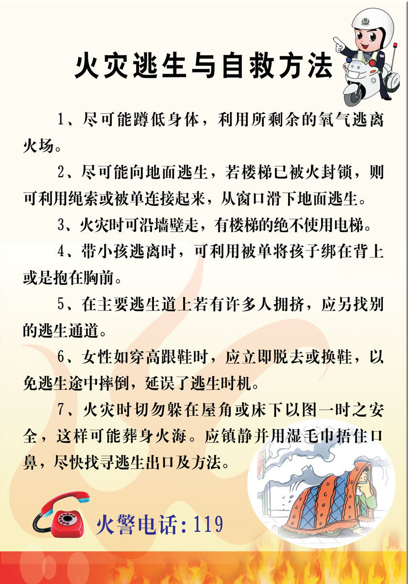 700墙画海报展板喷绘贴纸素材684火灾逃生与自救方法zip