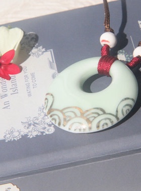 浅绿色情侣祥云民族风配饰仿玉石