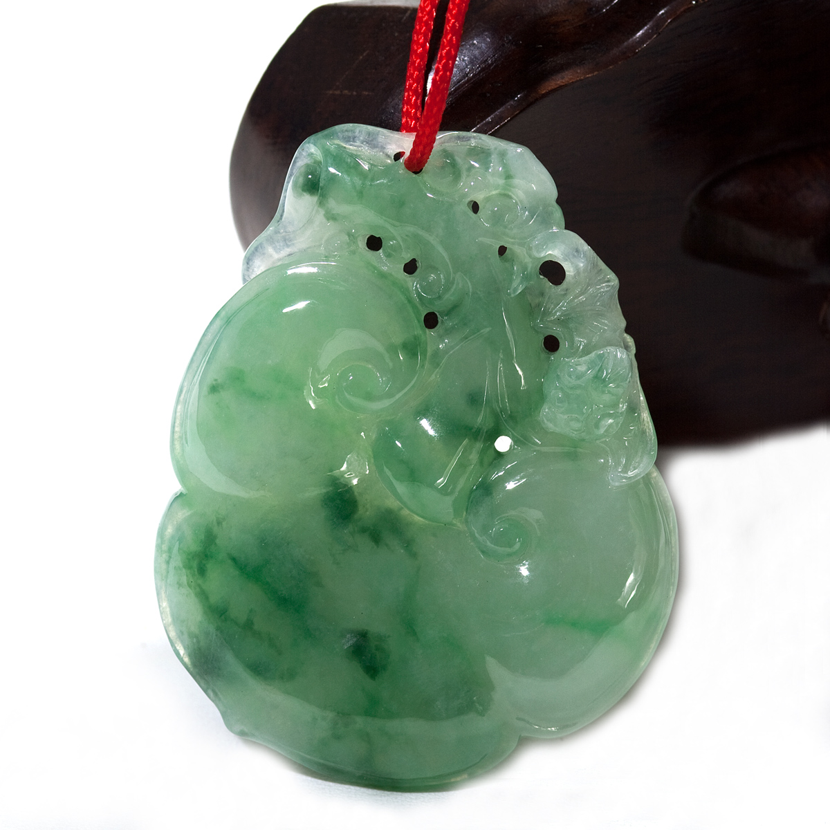 翡翠如意吊坠绿色冰种玉如意