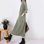 文艺范秋冬季新款针织连衣裙加厚高领显瘦气质长裙宽松打底冬裙子