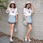 连衣裙两件套2016夏季新款韩版时尚名媛包臀高腰短裙套装女