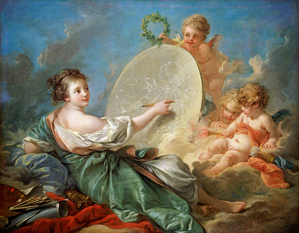 弗朗索瓦·布歇（Francois Boucher，1703—1770），法国画家、版画家和设计师，是一位洛可可风格的画家。从少年时代受父亲的教育，二十岁时就获得美术院展览会的一等奖。曾任法国美术院院长、皇家首席画师。出版过《千姿百态》画册。