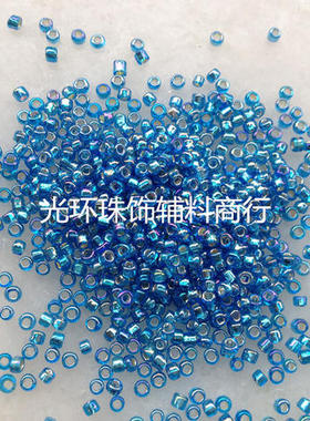 镀彩米珠 2mm3mm3.6mm方孔彩蓝色灌银米珠 服装辅料 手工材料