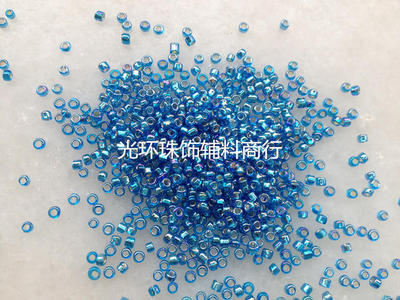 镀彩米珠 2mm3mm3.6mm方孔彩蓝色灌银米珠 服装辅料 手工材料