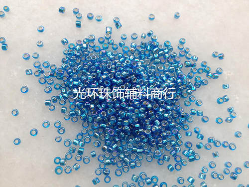 镀彩米珠 2mm3mm3.6mm方孔彩蓝色灌银米珠 服装辅料 手工材料