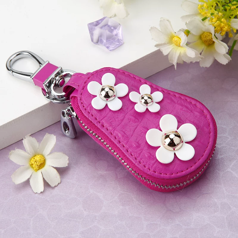 Fresh leather key bag, creative shoulder bag, cute keychain, South Korea, genuine leather
