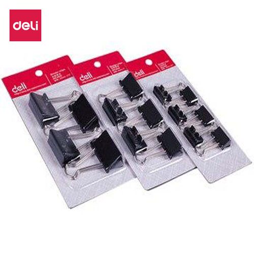 得力黑色长尾夹8543办公燕尾夹文件资料票据夹子文具小夹子一卡