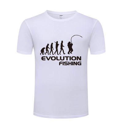 钓鱼进化论男式短袖T恤 Evolution Of Fishing 搞笑创意新奇