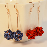 Mu-Mu-Korea sweet temperament long red earrings women''s earrings are hypoallergenic jewelry rose earrings 673