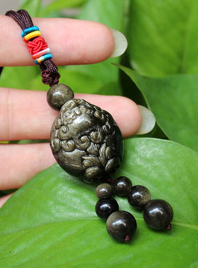 天然金曜石貔貅吊坠皮休坠子