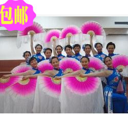 秀色舞蹈扇子 加长绸跳舞扇 秧歌扇子 茉莉花双面白头渐变色批发