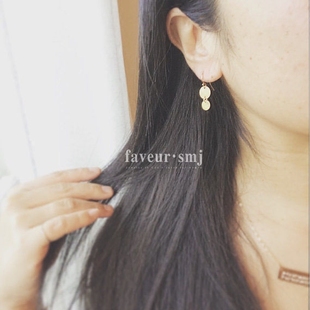 faveur 宠爱自己 女王系列 14k包金 圆盘圆片耳环 真的很大牌 !