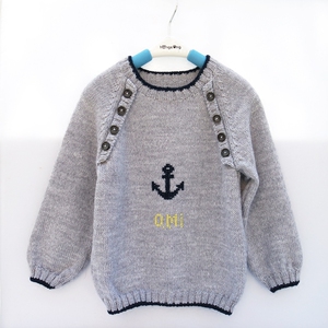 简约海军风秋冬季婴幼儿童装套头毛衣 长袖保暖针织衫 男宝宝上衣