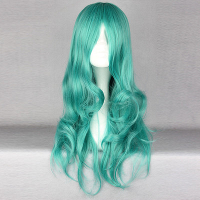 taobao agent Mcoser anime wig Dead/slope-Ni Lu cos wigs long curly hair cyan