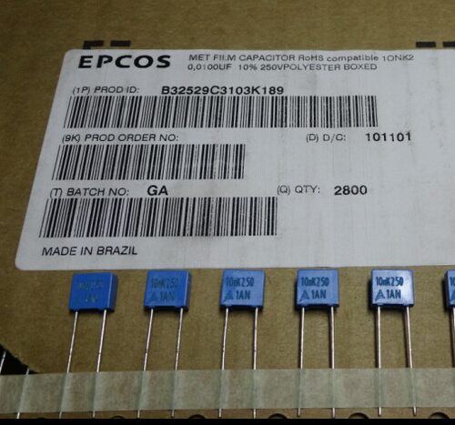 西门子EPCOS B32529C3103J 薄膜电容器0.01uf 10nf 103/250V P5