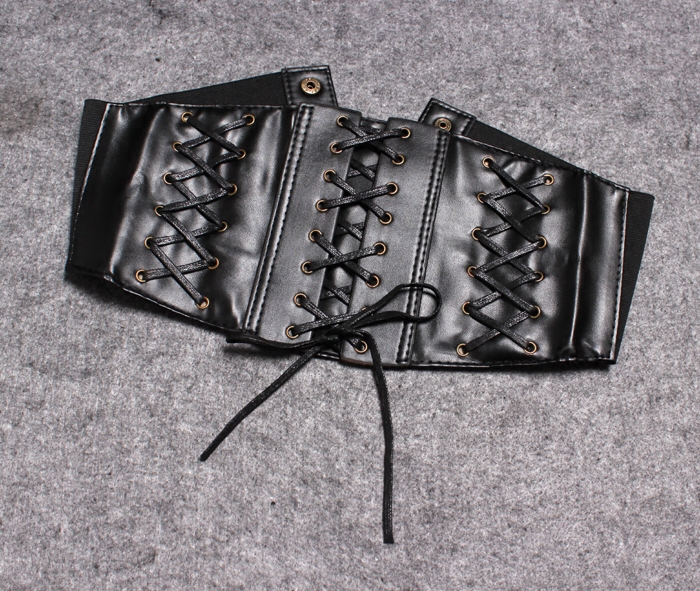 交叉独家超时髦pu复古风宽腰封