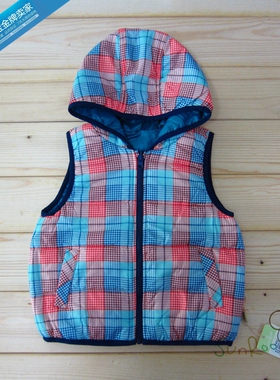 【4折】阳光鼠童装秋冬男童连帽两面穿马甲 宝宝加厚棉背心80码
